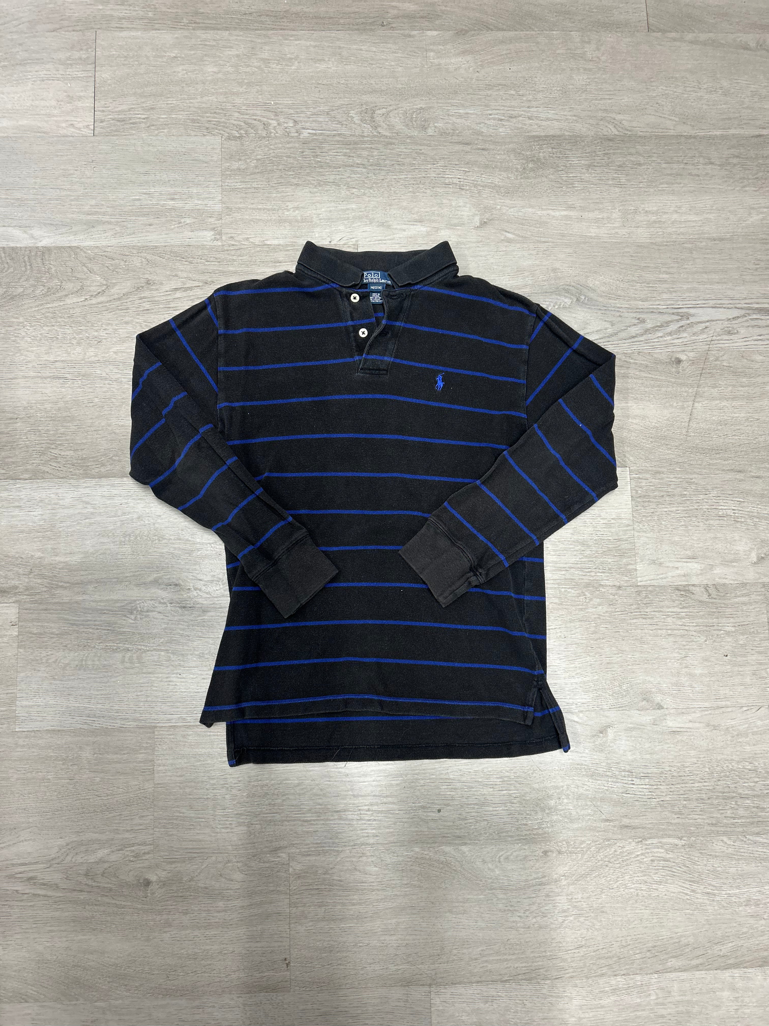 Youth Black Blue Stripe Polo Ralph Lauren Longsleeve