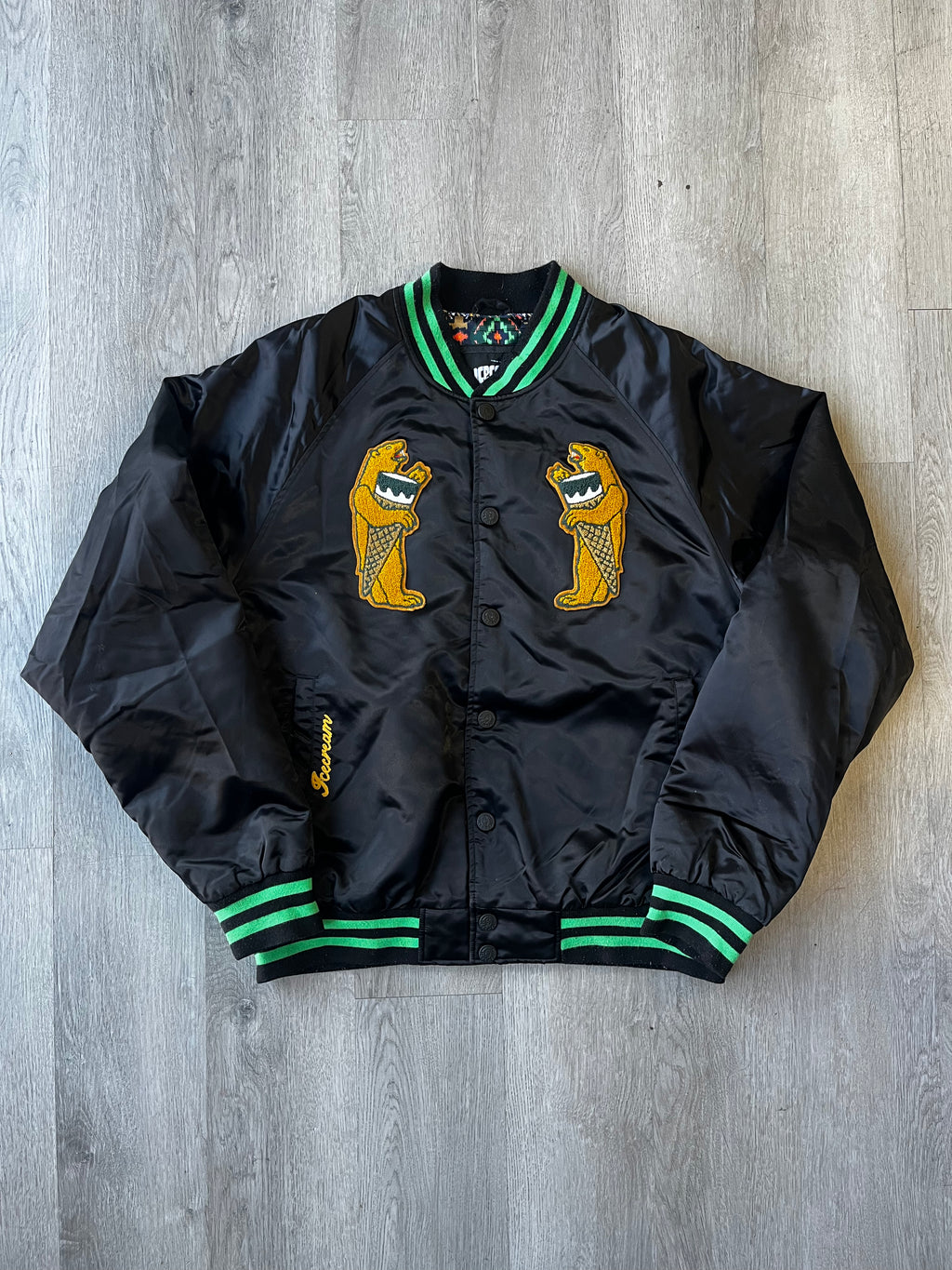 Icecream Bear Patch Varsity Jacket