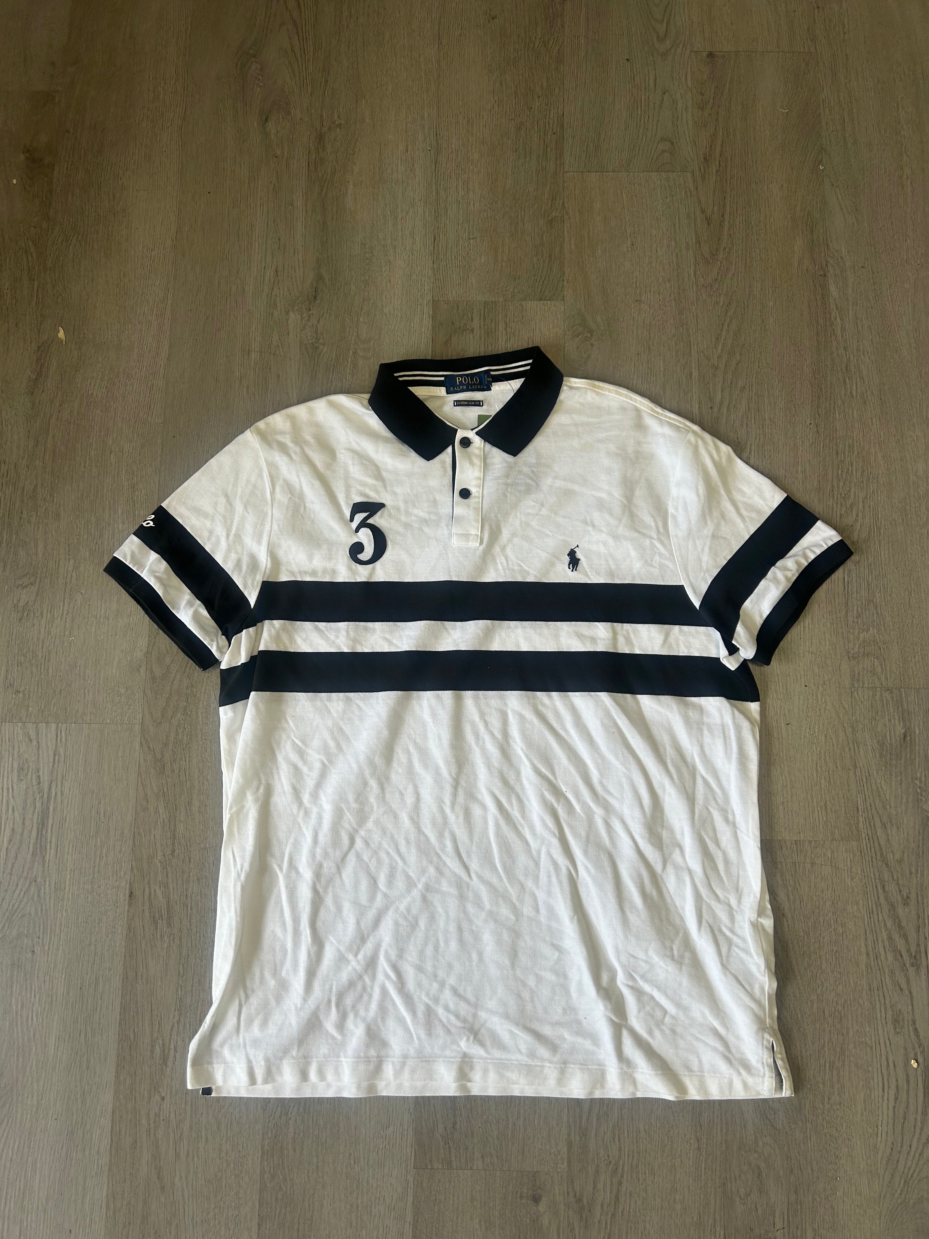 Polo Ralph Lauren Polo Shirt White W/ Black Stripes