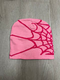 Pink w/ Pink Y2K Style Spider Web Beanie
