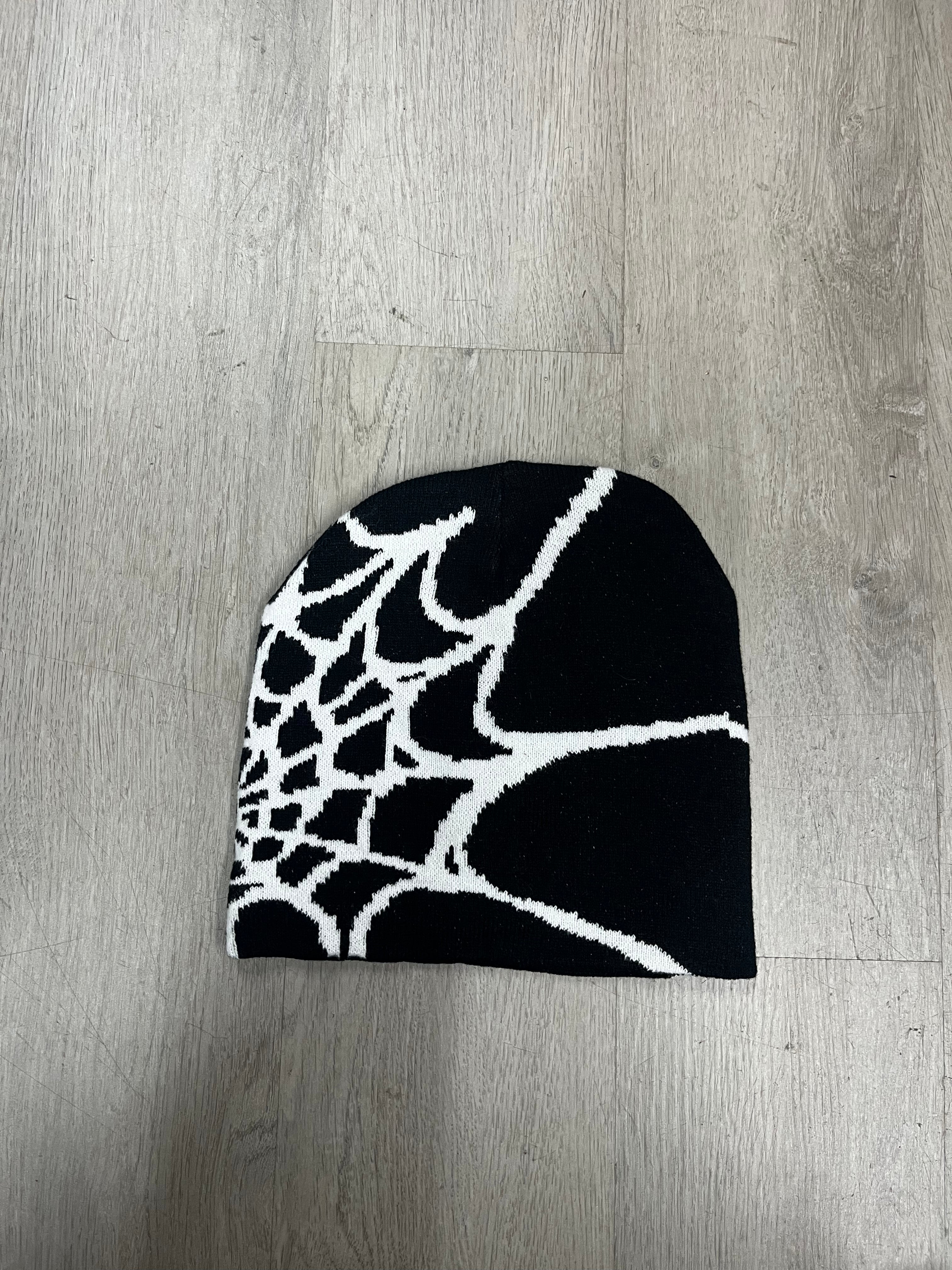 Black w/ White #2 Y2K Style Spider Web Beanie