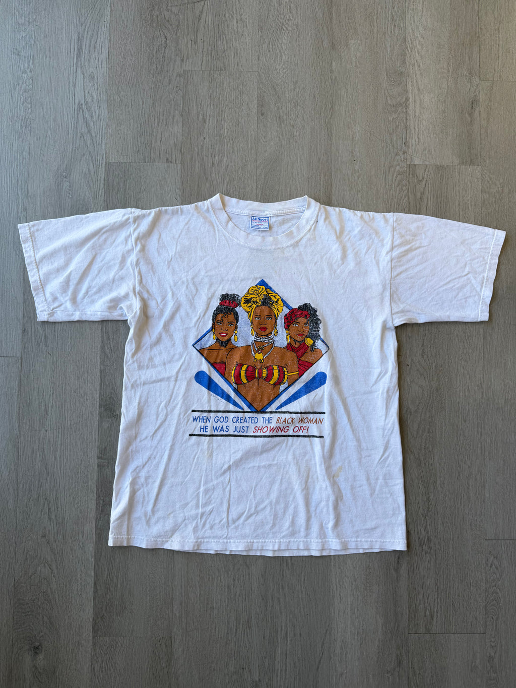 Vintage Black Woman Showing Off Tee