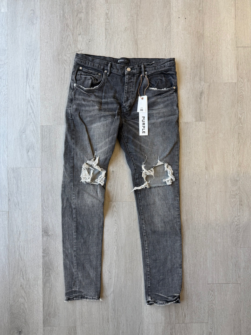Purple Brand Grey Slim Distressed Jeans