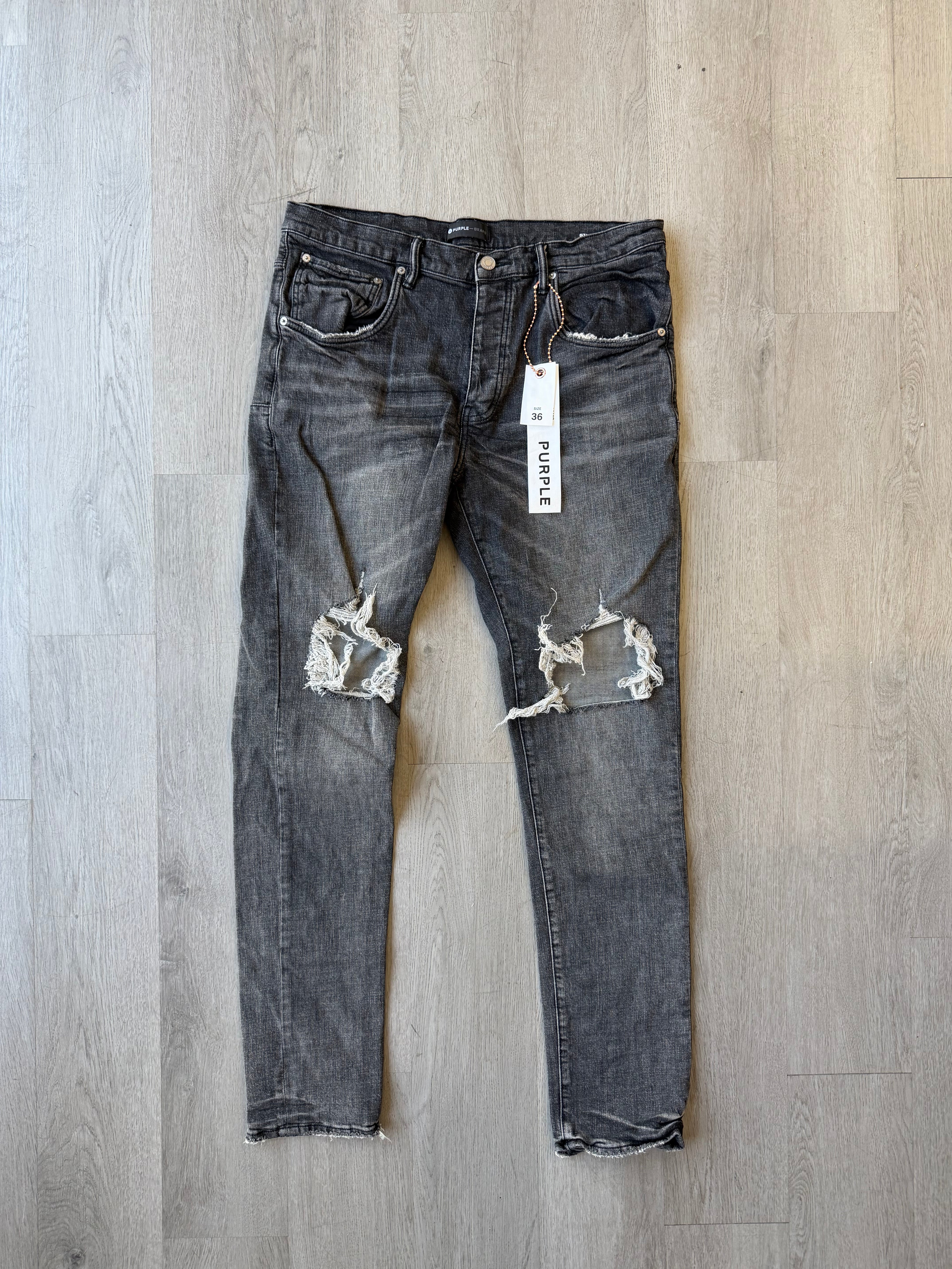 Purple Brand Grey Slim Distressed Jeans