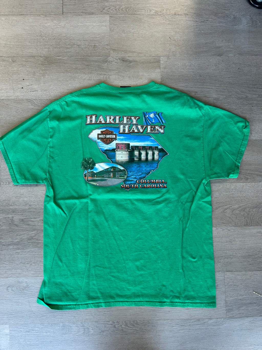 Vintage Lime Green Harley Davidson Harley Haven Tee