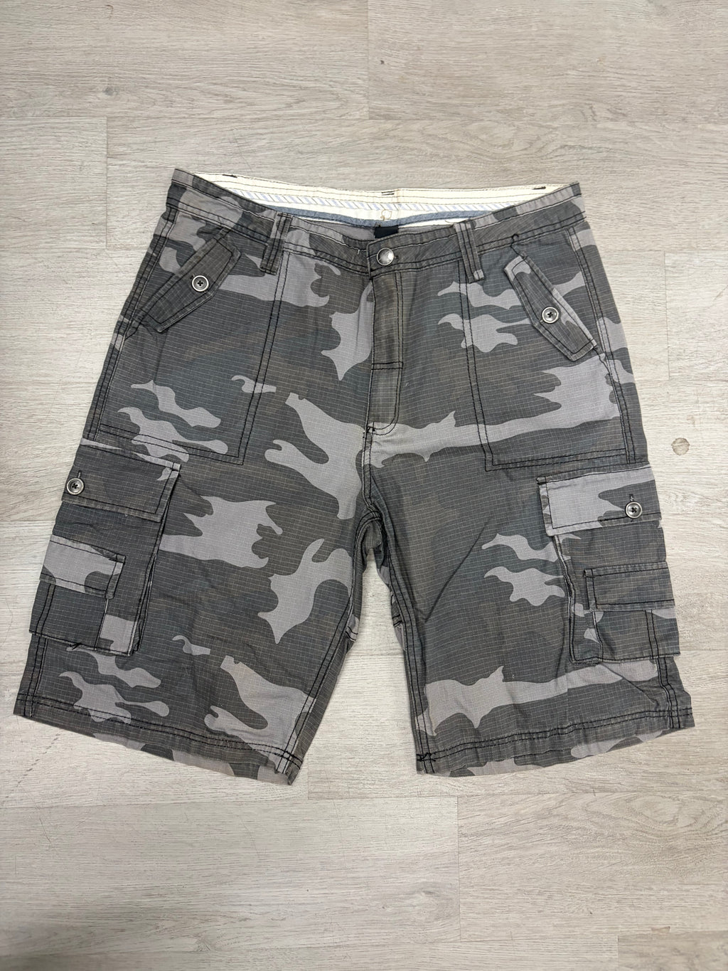 Vintage Grey Camo Cargo Shorts